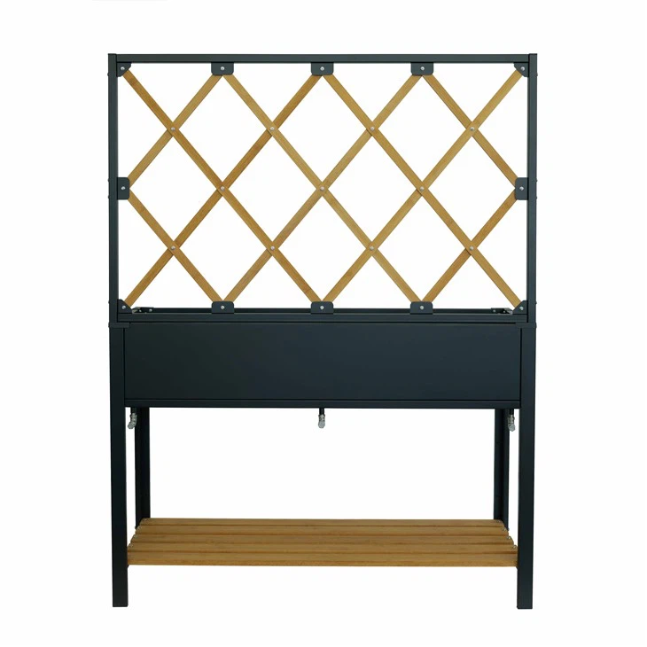 Metal Raised Garden Bed With Bamboo Trellis 03